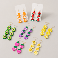 Fabrieksgroothandel polymeerklei fruit watermeloen aardbei sinaasappel fruitschijfjes schattige DIY oorbellen