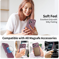 Étui de téléphone magnétique de luxe en cerisier foncé pour iPhone 18 17 Pro Max, couleur unie, toucher doux, antichoc, avec protection personnalisée de l'objectif