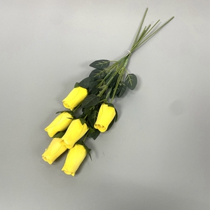 Cadeau de maison artisanat décoratif fait à la main couleurs vives fleurs sèches naturelles grand bouquet de bourgeons de roses en bois avec tige en fer - Product Image 6