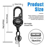 Nouvel Arrivage Porte-clés Rétractable Compass de Qualité Industrielle, Porte-badge Robuste avec Clip Mousqueton et Cordon en Acier Revêtu de 31,8 pouces