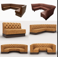 Vente d'usine : Mobilier de restaurant de luxe, banquette en forme de U, banquette en cuir et bois sur mesure pour bar et restaurant