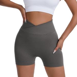 Short de sport taille haute pour femme Motif solide Butt Scrunch Fitness Sport Short pour femme - Product Image 1