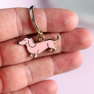 Porte-clés d'illustration de teckel animal mignon en acier inoxydable 316l Pvd plaqué or 18 carats bijoux émail porte-clés <span class=keywords><strong>chien</strong></span> coloré - Product Image 3