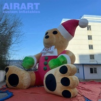 Ours en peluche gonflable de décoration de mascotte d'activité de Noël de grande taille, ballon gonflable d'ours de père Noël mignon pour Noël