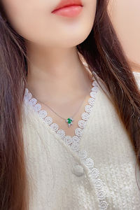 Venta directa de fábrica, collar con colgante de piedras preciosas de Esmeralda cultivadas en laboratorio, joyería de plata de ley <span class=keywords><strong>925</strong></span> <span class=keywords><strong>Sun</strong></span> para mujer - Product Image 6