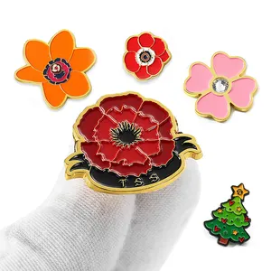 Ahora llegada alfileres de solapa de moda diseño de flores insignia de Metal de aleación de Zinc 2d 3D esmalte dorado hermosa flor esmalte alfileres broche