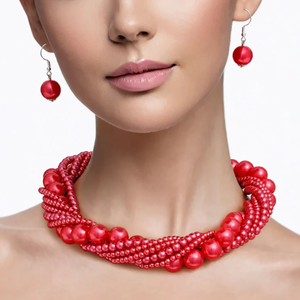 Conjunto de Joyería de Collar de Perlas Coloridas Personalizadas y Aretes Colgantes para Mujer, Accesorios de Fiesta, Baile de Graduación y Festival - Product Image 1