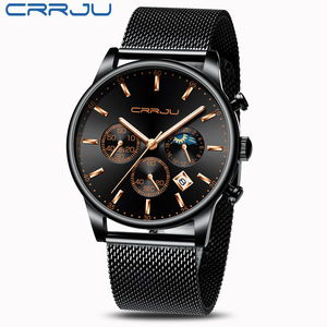 Montre à quartz CRRJU 2266, nouveau design, bracelet en maille étrange, étanche, chronographe 24 heures, calendrier, montre de <span class=keywords><strong>course</strong></span> - Product Image 3