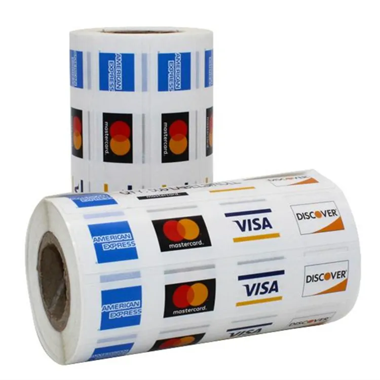 Screen Print Stickers Label Mastercard and Visa Business Card Vinyl Stickers Roll