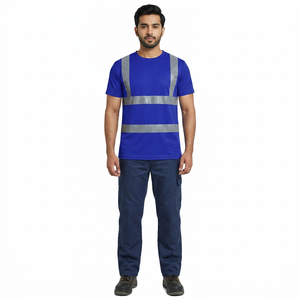 เสื้อทำงานนิรภัยแบบสะท้อนแสง Hi-vis คอโอเวอร์นิค โพลีเอสเตอร์ 100% แถบสะท้อนแสงกว้าง 5 ซม. - Product Image 1