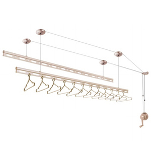HELPER ALD9618 Séchoir à linge manuel robuste à <span class=keywords><strong>poulie</strong></span>, à double barre ovale, monté au <span class=keywords><strong>plafond</strong></span>, avec treuil manuel, entièrement en acier - Product Image 1