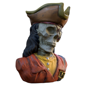 Vente en gros d'ustensiles de bar personnalisés hawaïens Cool Gentleman Effet d'essuyage Céramique Cheveux longs Squelette borgne Pirate Capitaine Buste Tiki Mug - Product Image 2