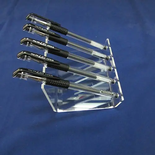 Soporte de exhibición de pincel acrílico Vertical de 5 ranuras, soporte de exhibición de bolígrafo acrílico para 5 bolígrafos Perspex Lucite, soporte de lápiz para bolígrafo de cejas