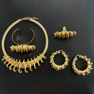 Última moda Popular moda mujer nupcial boda recién llegados lujo cobre chapado en oro fiesta regalo aniversario joyería conjunto - Product Image 6