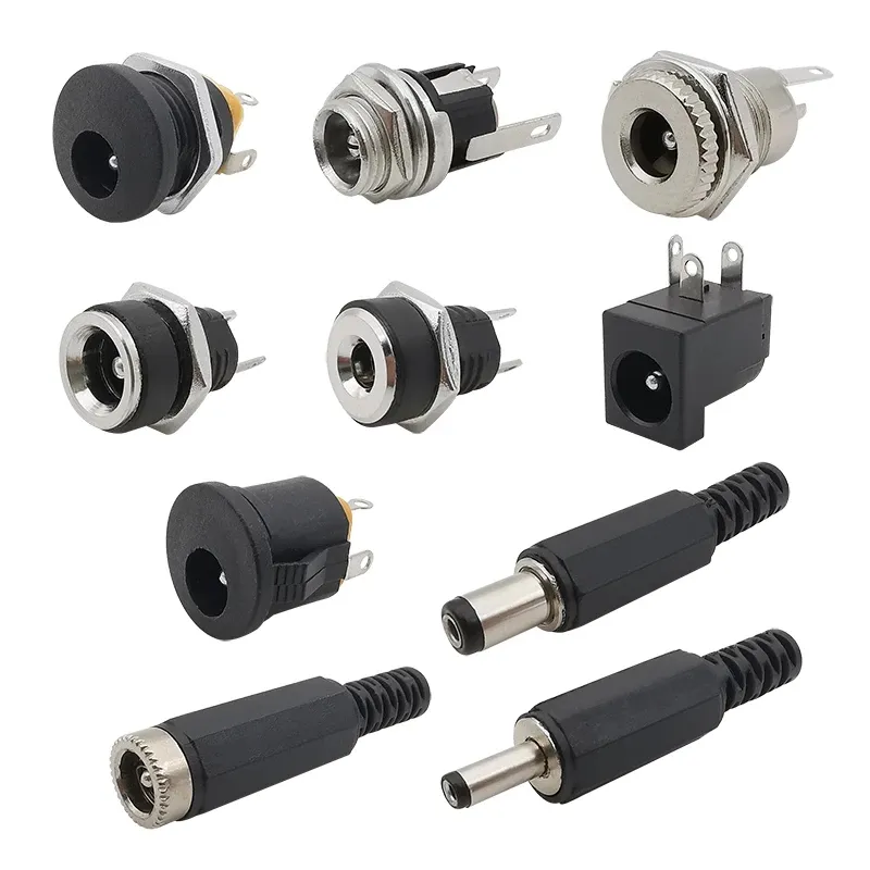 DC Connectors 5.5x2.1mm 3.5x1.3mm DC Power Plug Male Female Jack Socket Nut Panel Mount DC Power Adapter Connector 5.5*2.1