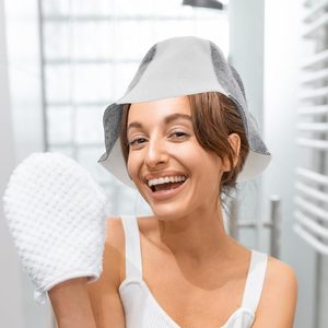 Nhà Máy Giá Tùy Chỉnh Chất Lượng Hàng Đầu Dày Nước Thấm Khô Tóc Cap Cảm Thấy Phòng Tắm Hơi <span class=keywords><strong>Hat</strong></span> Spa Phòng Tắm Hơi Cảm Thấy <span class=keywords><strong>Hat</strong></span> - Product Image 6