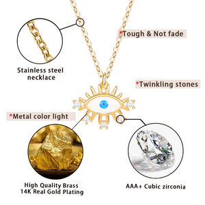 Hostanci Handmade Evil Eyes 14k PVD gioielli in acciaio inossidabile placcato oro Hasma Evil collana a forma di cuore in oro a mano di terzo occhio - Product Image 2