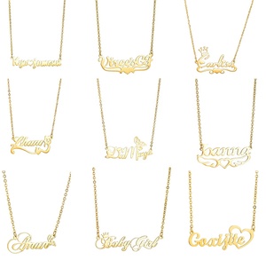 Vòng Cổ Tên Tùy Chỉnh Vòng Cổ Mạ Vàng Tên Cắt Khắc Cá Nhân Vòng Cổ Mặt Dây Chuyền Bằng Thép Không Gỉ BWN92001 - Product Image 6
