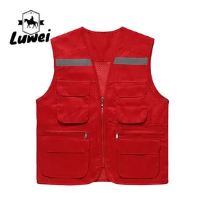 Hoge Kwaliteit Utility Mesh Vest Bovenkleding Mannen Werk-Wear Mouwloze Multi Pocket Werk Vest Mannen Vest