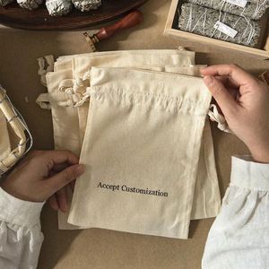 Wholesale Cheap Eco Friendly Cotton Gift <b>Pouch</b> Canvas <b>Drawstring</b> Dust Bag With Ribbons - Product Image 3