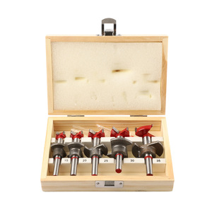 Jeu de 5 scies cloches de positionnement réglables en bois, rouges, à pointe en carbure, métriques, pour le perçage du contreplaqué - Product Image 2