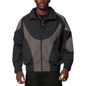 Ensemble coupe-vent à col rond à manches longues léger et personnalisé <span class=keywords><strong>OEM</strong></span> pour le style des années Men-90s/80 noir/orange/rouge/néon/réfléchissant/Peep - Product Image 1