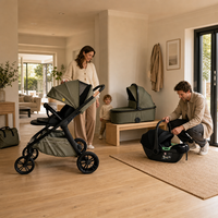 Poussette 3-en-1 de luxe avec siège auto pour bébé, nacelle et siège réversible, système de voyage haut de gamme pour bébé
