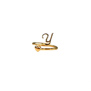Fashion <b>Ring</b> 316L Stainless Steel PVD Gold Plating Heart <b>Initial</b> Y Design For Women - Product Image 2