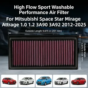 Filtro Aria Sportivo Lavabile ad Alto Flusso 1500A399 per <span class=keywords><strong>Mitsubishi</strong></span> <span class=keywords><strong>Space</strong></span> <span class=keywords><strong>Star</strong></span> Mirage Attrage 1.0 1.2 3A90 3A92 2012-2025 - Product Image 1