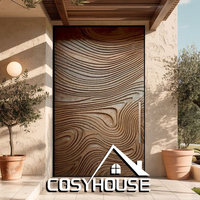 Porte d'entrée double asymétrique de luxe en aluminium moulé Cosyhouse avec feuilles active et passive pour villa moderne