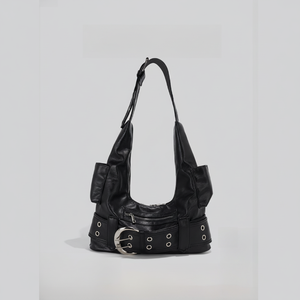 Bolso de mano tipo hobo de gran capacidad para mujer, de diseño moderno, de piel auténtica, para el hombro. - Product Image 1