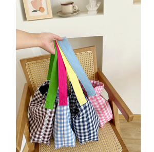 Checkered women's shoulder <b>bag</b>, <b>large</b> capacity women's checkered handbag, <b>canvas</b> commuting women's handbag, shopping <b>bag</b> - Product Image 6