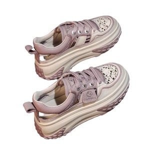 Zapatos Casuales de <span class=keywords><strong>Mujer</strong></span> 2023, Nuevos Zapatos Deportivos de Verano con Cordones, Suela Gruesa, Malla Transpirable, Antideslizantes y con Plataforma para Estudiantes - Product Image 5
