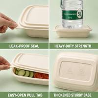 Boîtes à lunch jetables, 1000 ml, sans PFAS, micro-ondables, contenants alimentaires biodégradables en amidon de maïs avec couvercles