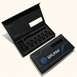 Impresión personalizada, hecho a mano, papel rígido <span class=keywords><strong>de</strong></span> lujo, cartón negro, caja <span class=keywords><strong>de</strong></span> regalo con cierre magnético vacío Simple - Product Image 1