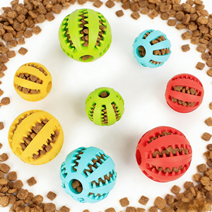 Jouet <span class=keywords><strong>pour</strong></span> chien, balle en caoutchouc souple durable interactive, jouets à mâcher <span class=keywords><strong>pour</strong></span> chiots et chats, distributeur de nourriture <span class=keywords><strong>pour</strong></span> chien, balle de nettoyage des dents, balle d'entraînement IQ - Product Image 1