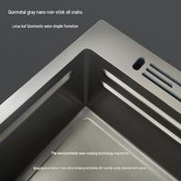 Évier de cuisine multifonctionnel à cuve unique, fait main, double installation (au-dessus du comptoir et encastré), poste de travail