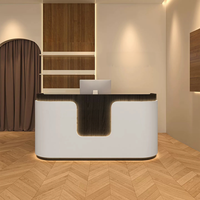 Nouveau design avec peinture haute brillance LED, comptoir de réception, caisse enregistreuse, comptoir pour salon de beauté, salon de coiffure, hôtel, restaurant