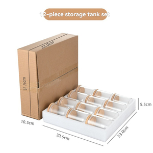 <span class=keywords><strong>Set</strong></span> di 12 Barattoli in Vetro con Coperchio in Bambù e Chiusura Ermetica in Cotone Perlato per Conservazione in Cucina - Product Image 3