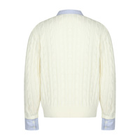 Pull d'hiver unisexe haut de gamme pour hommes 100% coton Simple couleur unie lâche revers deux pièces tricoté tissage motif rue