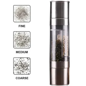 Eco Friendly Household 2 In 1 Adjustable Double Head Manual Salt And Pepper Grinder Spice Mill Set