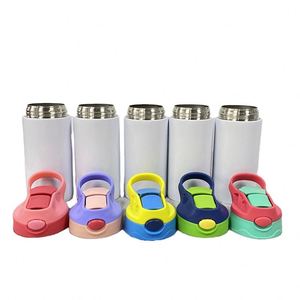 Bouteille d'eau isolée pour enfants, 12 oz, blanche, de même largeur de haut en bas, vierge pour sublimation - Product Image 1