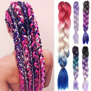 Peluca de Fibra Sintética con <span class=keywords><strong>Trenzas</strong></span> Dobles Estilo Hip-Hop, Color Degradado, Venta al Por Mayor del Fabricante - Product Image 1