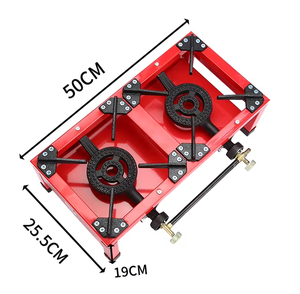 Kompor Gas Besi Cor 2 Tungku Heavy Duty Portabel dengan Pengapian Manual Efisiensi Tinggi untuk RV Hotel Penggunaan Luar Ruangan Meja - Product Image 2