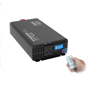 Inverter gelombang Sine murni Mini, remot kontrol Tampilan LCD frekuensi tinggi 2000W DC 12V24V ke AC 220V Output Usb konverter kendaraan