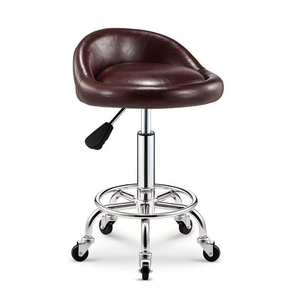 Chaise <span class=keywords><strong>de</strong></span> barbier en cuir synthétique noir, durable, réglable en hauteur, design ergonomique, roulettes à rotation à 360 degrés - Product Image 4