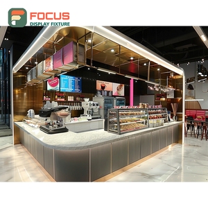 เคาน์เตอร์บริการกาแฟระดับมืออาชีพ โซนทำงานบาริสต้า พร้อมเคาน์เตอร์แคชเชียร์หน้าร้าน ทำจากไม้โอ๊คสีขาว สำหรับร้านกาแฟ - Product Image 1