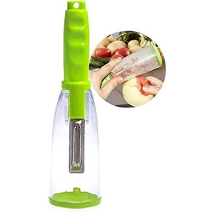 Pelador de Verduras Manual Multifuncional de Acero Inoxidable con Contenedor de Plástico, Pelador de Frutas para Zanahorias y Papas - Product Image 1