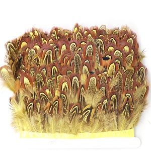 2 Inch(5 Cm) Màu Sắc Tự Nhiên Sọc Kích Thước Nhỏ Pheasant Feather Trims Fringe Với Satin Ribbon May Thủ Công Mỹ Nghệ Trang Phục Trang Trí - Product Image 6
