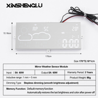 Miroir intelligent XINSHENGLU avec module capteur météo 12V 60W, contrôle tactile WiFi, affichage en temps réel de la température et de l'humidité, miroir de salle de bain